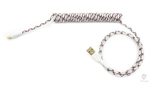 Coiled Baseball Parcord Sleeved Cable